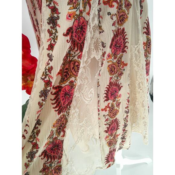 Coco Jaimeson Womens Multicolor Lace Detailing Neckline Tie Dress Large - Picture 4 of 9